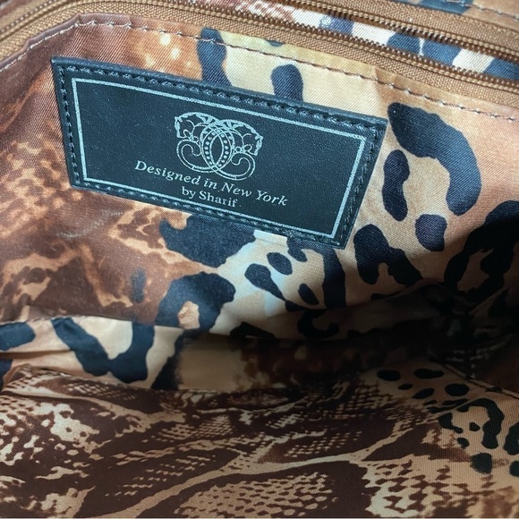 Sharif Patent Leather Gray Blue Embroidered Flower Crossbody Purse - Picture 9 of 9